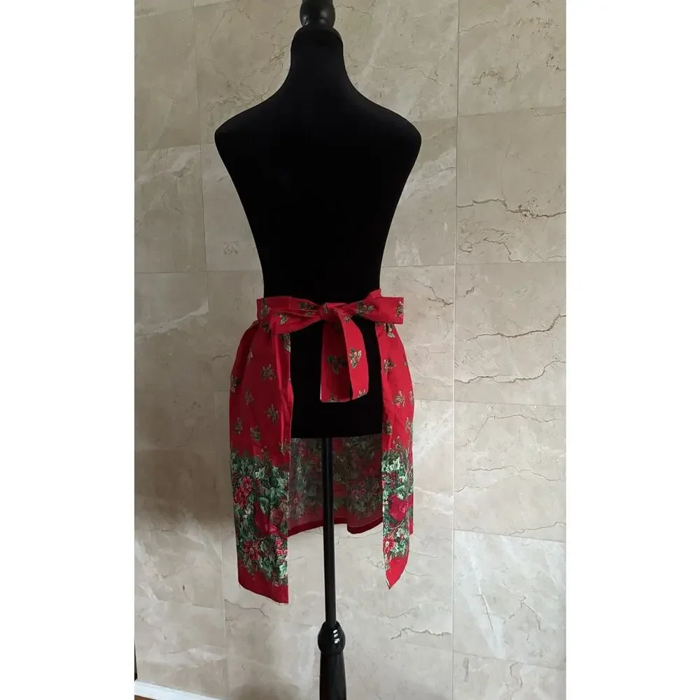 Vintage 70s Cottagecore Apron Bundle: Bib + Half Apron, Handmade USA, Trad Wife